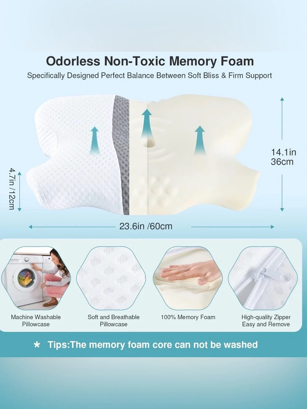 NWOT Memory Foam Cervical Neck Pillow | Orthopedic Neck Support Pillow